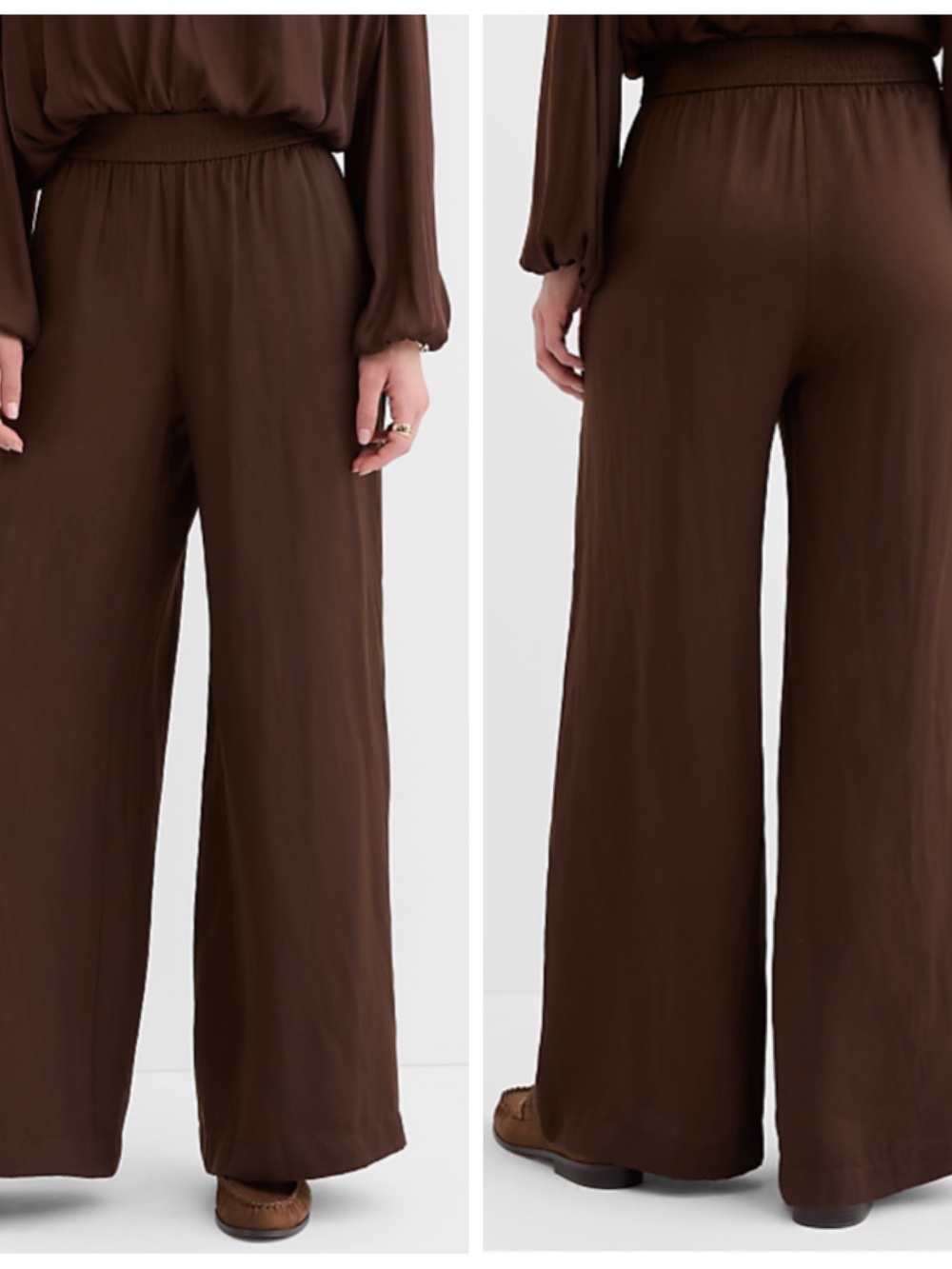 NEW Loft Pull On Wide Leg Pants Brown XL Regular NWT - Picture 1 of 7